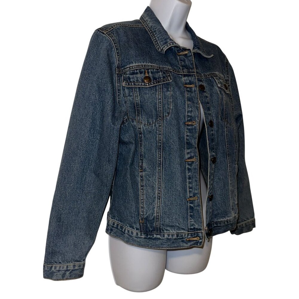 Disney Mickey Mouse Denim Jean Jacket Womens M Blue Embroidered Button Front - Picture 4 of 10